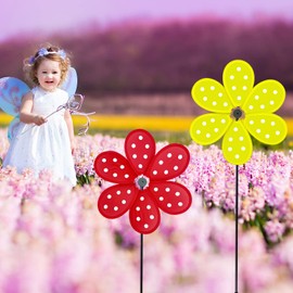 timecity 10.6 inch Wind Spinners Flower Spinners Colorful Wind Spinners for Lawn Pinwheels Windmill Party Pinwheel Wind Spinner Yard and Garden，3pcs