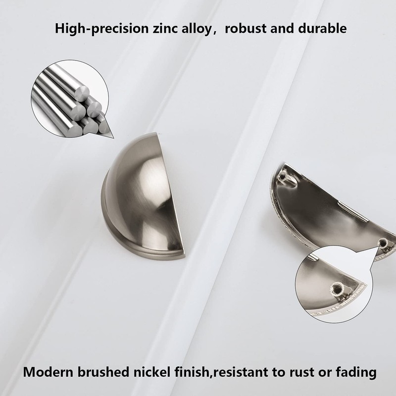 LONTAN 4 Pieces Cup Handles Cabinet Door Handles Brushed Nickel