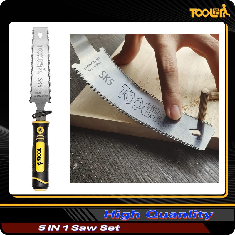 TOOLAN: 5-In-1 Multi Blades Hand Saw, 6 Inch(11T/16T) Double Edges