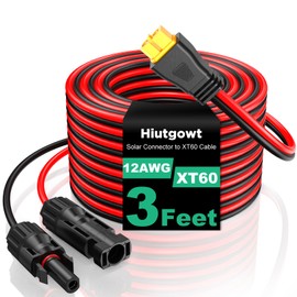 Hiutgowt 12AWG XT60 Solar Cable 3FT, Solar to XT60 Cable 10 15 20 30 40 50FT, XT60 Adapter for Portable Power Station Solar Generator - 3FT