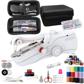 Handheld Sewing Machine, Portable Sewing Machine with Storage, Electric Switch, Two Speed Modes,Easy to Operate,White with accessories