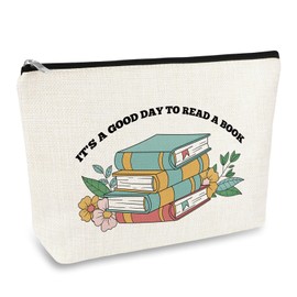 Book Lover Gifts Book Themed Makeup Bag Funny Bookish Gifts Librarians Gift Bookworm Gift for Women Cosmetic Bag Reading Gifts for Book Lovers Reader Book Club Gift for Best Friend Travel Toiletry Bag