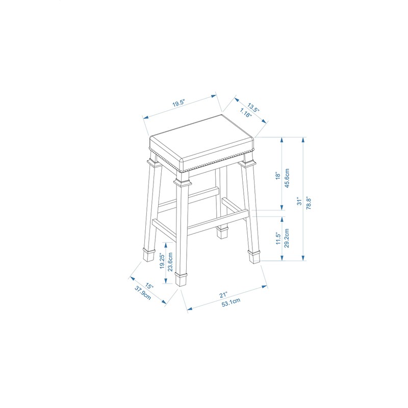 Linon Kennedy Backless PU bar Stool, Dark Cherry