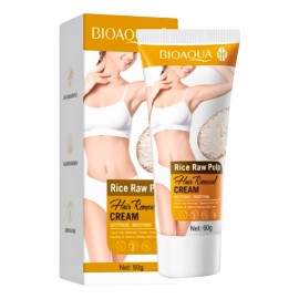 Crema Depiladora Corporal Bioaqua Rice Raw Pulp Removedora Vello Extracto Arroz Hidratante Suavizante Despigmentante Piernas Brazos Axilas 60g