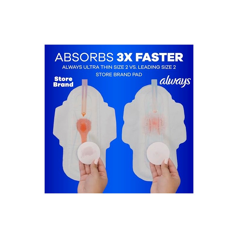 Always Almohadillas ultra delgadas tamaño 3, absorbencia extra larga sin