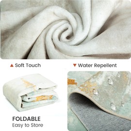 CAPALOCA Washable Rugs 8x10 - Modern Abstract Area Rugs for Living Room, Non Slip Low Pile Foldable Print Rug for Bedroom Dining Room Office Light Green Gold