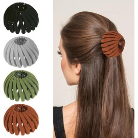 Aokid Pinzas para el cabello con forma de nido de pájaro - Pinzas para el cabello tipo garra, moldeadores de moños, sujetadores de coleta expandibles, peinetas, bandas para el cabello, accesorio para