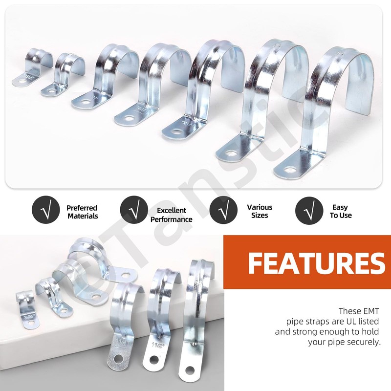 Tanstic 30Pcs 3/4 Inch EMT Pipe Strap Zinc Plated Steel