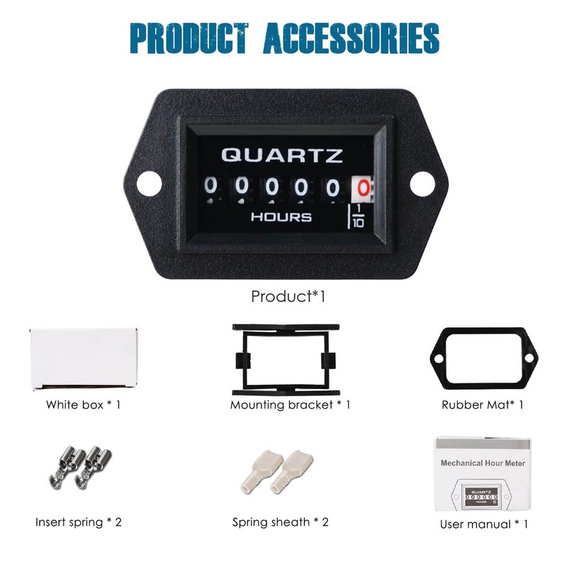 Runleader Mechanical Hour Meter for Maintenance, AC/DC 8V to 80V