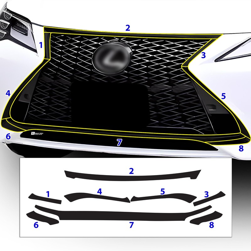 BOGAR TECH DESIGNS Front Chrome Delete Overlays Compatible with Lexus