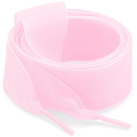 WEGOODZF Flat Snow Yarn Shoelaces: 2.5CM Wide 63 inch Light Pink Fashion Sheer Tulle Shoelaces 2 Pairs