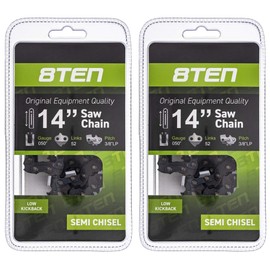 8TEN Chainsaw Chain for Poulan 2150 2050 2055 Husqvarna 240 136 Echo H35 52 501847052 14 inch .050 3/8 52DL 2 Pack