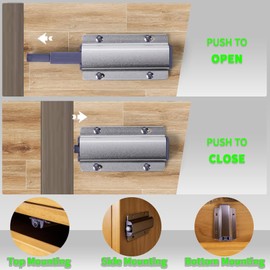 4Pack Push to Open Magnetic Door Latches, Aluminum Alloy Housing Heavy Duty Latch Hardware, Magnetic Door Catch, Magnetic Push Latches Cabinet for Closet, Kitchen Doors, Cabinets, Drawers, Wardrobes