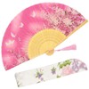 OMyTea® Women Hand Held Silk Folding Fans with Bamboo Frame