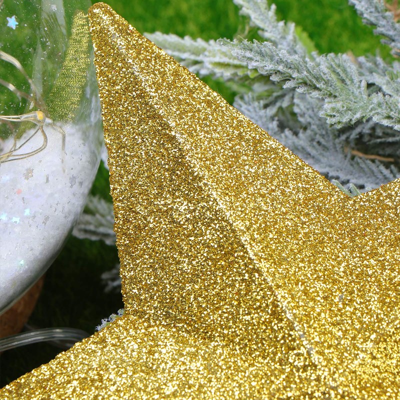 LUOEM Christmas Tree Topper Star Tree Decoration Glitter (Golden)