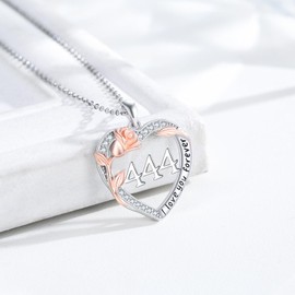 Suiknsn 444 Necklace for Women 925 Sterling Silver Angel Number Necklace Rose 444 Jewelry Birthday Mothers Day Gift for Grandma Mother Friend