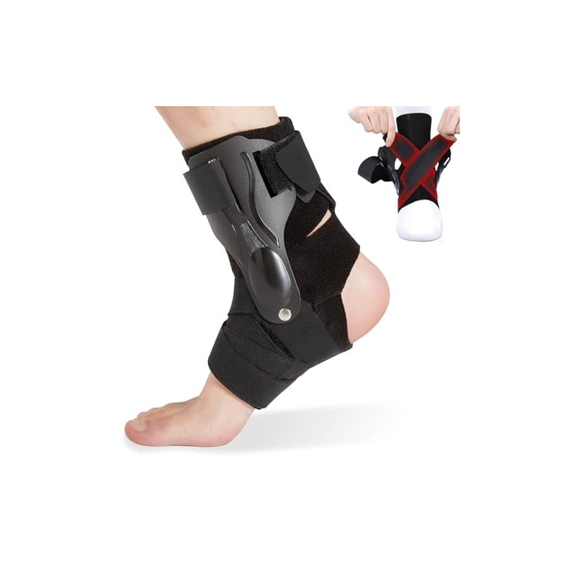 Soporte de Tobillo,tobilleras Deportiva de Compresi?n Ajustable, Negro, M