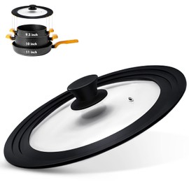 Ydeapi Universal Lid for Pots, Pans and Skillets, Pot Lid With Heat Resistant Silicone Rim and Tempered Glass,Fits 9.5", 10", 11" Diameter Pots and Pans