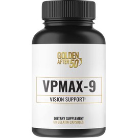 Golden After 50 VpMax-9 - Sight Care and Antioxidant Supplement with Eye Vitamins, Lutein, Lycopene and Bilberry Extract - 60 Gelatin Capsules