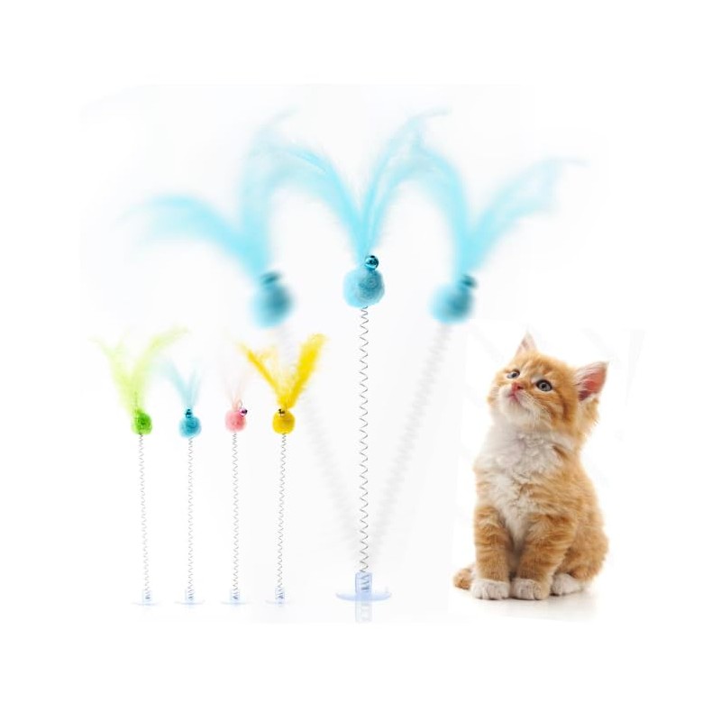 CHIPP'S Cat Delight Fuzzy Pom Pom 2 Kittens Feather Toy,