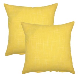 YOUR SMILE Solid Color Decorative Cotton Linen Throw Pillow Case Cushion Cover Pillowcase for Couch Sofa Bed,18 x 18 Inches (Yellow,Set of 2)