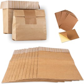 Trash Compactor Bags for Kitchen (12-Pack), Pre-Cuffed Heavy Duty Kraft Paper Compactor Bags with PE Liner, Includes Sticker Seals