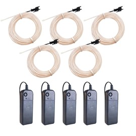 MaxLax EL Wire 5 Pack, 9ft Neon Light Wire Noise Reduction with Battery Pack(9ft-White)