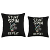 Stunt Spin Repeat Cat Biking Adventure Throw Pillow