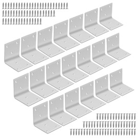 Pack of 20 Stainless Steel Angle Connectors, 90 Degree L Brackets Angle, Heavy Duty Metal Angle with Screws, Corner Connector for Wood, Furniture, Tables, Chairs, Cabinets, 40 x 40 x 40 x 2 mm, 6