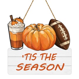 Fall Decorations for Home Fall Door Decor Pumpkin Wall Decor 'Tis The Season Sign Wooden Front Door Hanger for Autumn Thanksgiving Harvest Farmhouse Porch Indoor Outdoor Home Decorations