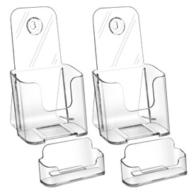 zavekia Acrylic Brochure Holder.4 inches Wide Brochure Holder Wall Mount Clear Countertop Organizer Literature Holders (2)