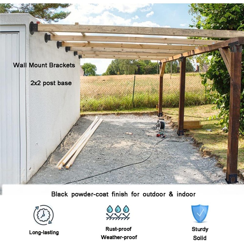 VANROUG 2 x 2 Square Fence Pole Flange Base Pergola