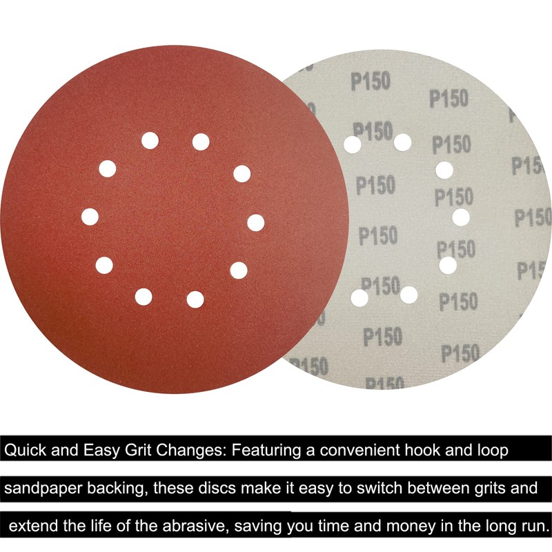 50 Pack 9-Inch 10 Hole 150 Grit Hook-and-Loop Drywall Sandpaper