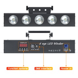 LED Stage Wash Light Bar: 50W 5PCS 4 in1 RGBW COB DJ Light with DMX Control,Sound Activated,Auto Play,Master-Slave Modes Uplight for Party Wedding Live Show Stage Lighting (2 Pack)