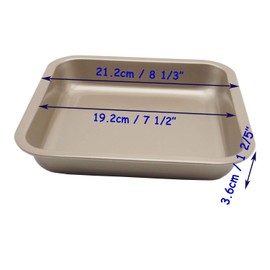 HYTK 2 Small Baking Pans 8.33 x 8.33 Inch ( Inner 7.5 X 7.5) Mini Cookie Sheet Toaster Conventional Oven Tray Nonstick No Warp Magnetic Bakeware for 1 or 2 Person