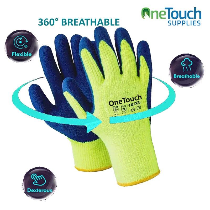 A406 6 Pairs Thermal Gloves Winter Gloves Latex Rubber Gloves