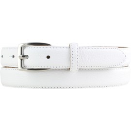 BELTINGER Italienischer Ledergürtel, 25 mm breit, Damen, Chinogürtel, Hosengürtel, strukturiertes Leder, Schließe Silber | Weiß 85cm