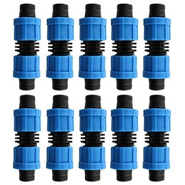 JCBIZ 10pcs Drip Irrigation Coupling 16mm Blue Connector Farm Irrigation Tools 1/2" Universal Joint Drip Irrigation Tube Fittings for Most 16-17mm Drip Irrigation Tube