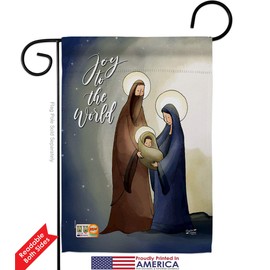Joy To The World Garden Flags Pack Wintertime Nativity Three King Religious Holy Family Season Christian USA Applique Small Decorative Gift Yard House Banner Double-Sided Made In 13 X 18.5