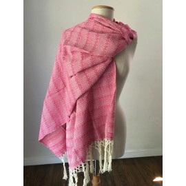 Mexican Rebozo Algodon Labrado Fuchsia Rosa Mexicano Shawl Baby Carrier Doula