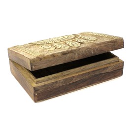 Dreamcatcher Box 21 x 13.5 x 6 cm Wood Natural Gold Painted Treasure Box Jewellery Box Dreamcatcher