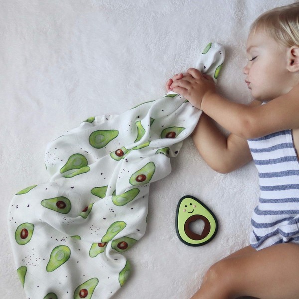 Avocado Print Baby Muslin - 100% Bamboo - 60cm Square - Super Soft Fabric