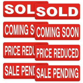 8 Pack Bundle of Real Estate Rider Signs Magnets Real Estate Rider 18 x 6 Inch Magnetic Waterproof Reusable Coming Soon, Sold, Sale Pending, and Price Reduced Signs