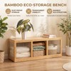 ZHUMUJIAJU Bamboo Shoe Storage Bench with Acrylic Panels for Entryway