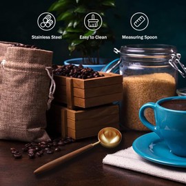 Gonzone Coffee Spoon - Vintage Walnut Wood Handle, Stainless Steel Coffee Scoop ，Stainless Steel Tea Scoopand Seasoning Spoons (1, Rose Gold, 10g Capacity)
