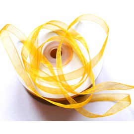CaPiSo 50 m Organza Ribbon 6 mm Wide with Selvedge (Yellow)
