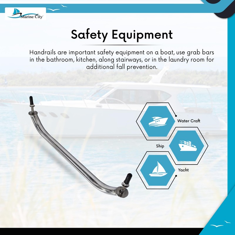 MARINE CITY 304 Stainless Steel Handrail Grab Rail Handle with