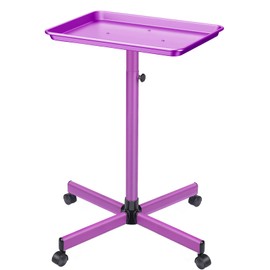 Wuissvnb Salon Tray, Tattoo Tray on Wheels, Premium Aluminum Salon Tray, Hair Stylist Tray, Tattoo Tray, Height Adjustable Rolling Service Tray(Purple)