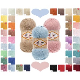 Alize Baby Best Turkish Premium Wool Made of Cotton and Acrylic, 5 x 100 g, Plain Hand Knitting Yarn, Knitting Yarn, Plain Baby Wool for Crocheting, Knitting Scarves (Honey 310)