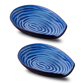 Hasense Spoon Rest for Kitchen Countertop and Stove Top, Stable Heat-resistant Spoon Holder for Home Kitchen Coffee Bar Cooking, Blue Utensil Rest for Spatula Ladles Tongs, 2 PCS